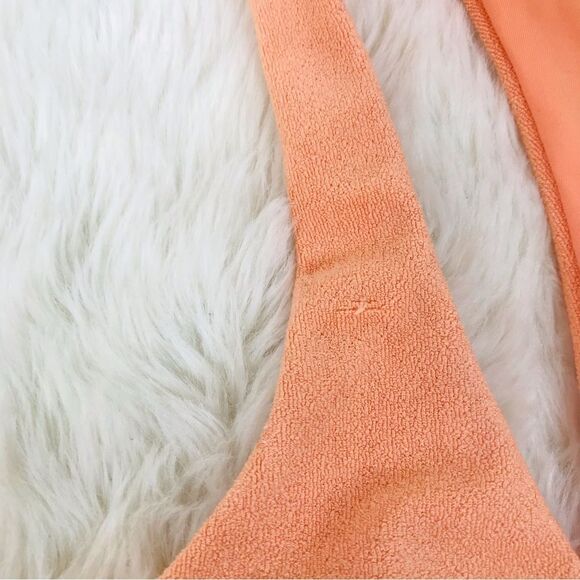 L*SPACE Dax Terry Bikini Top Cabana Bitsy Cut Cheeky Bottom Peach Size Small New - Picture 13 of 15